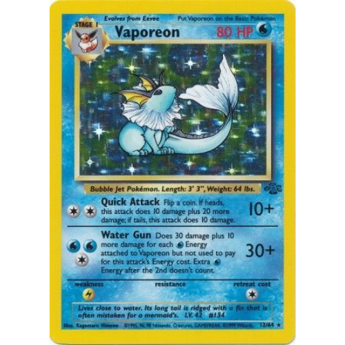 holographic vaporeon pokemon card Vaporeon JU 12/64 Holo