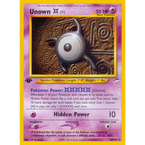 pokemon cards unown Unown [X] N4 30/105
