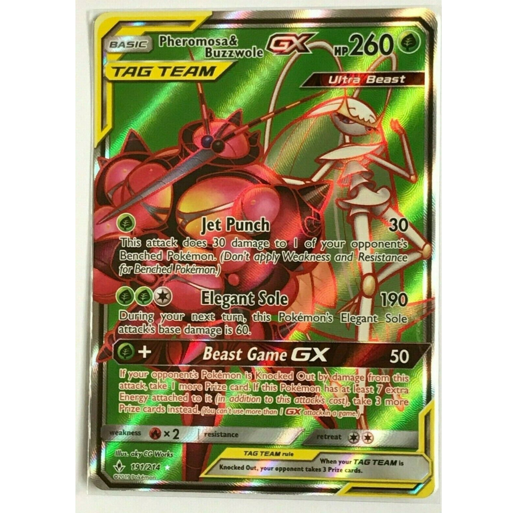 pokemon card buzzwole Pheromosa &amp; Buzzwole GX SM 191/214