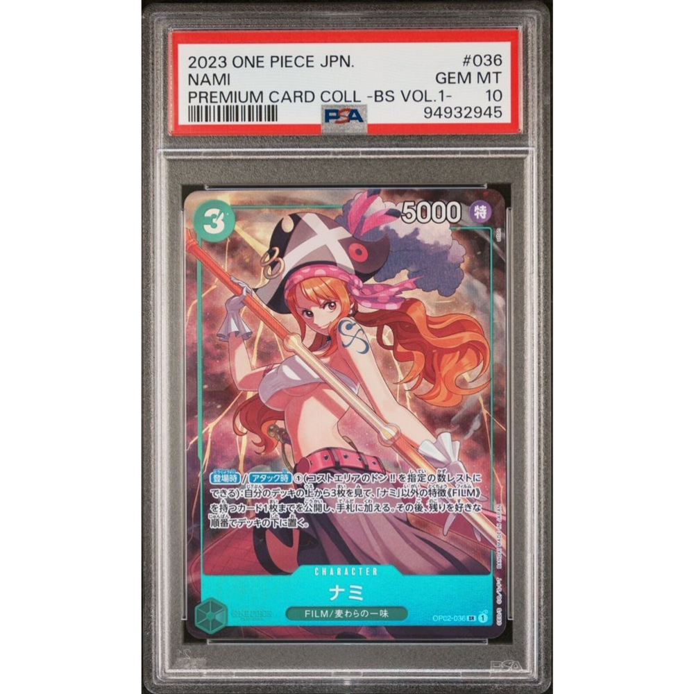 PSA 10 Nami OP02-036 SR Premium Card Vol.1 - One Piece Card