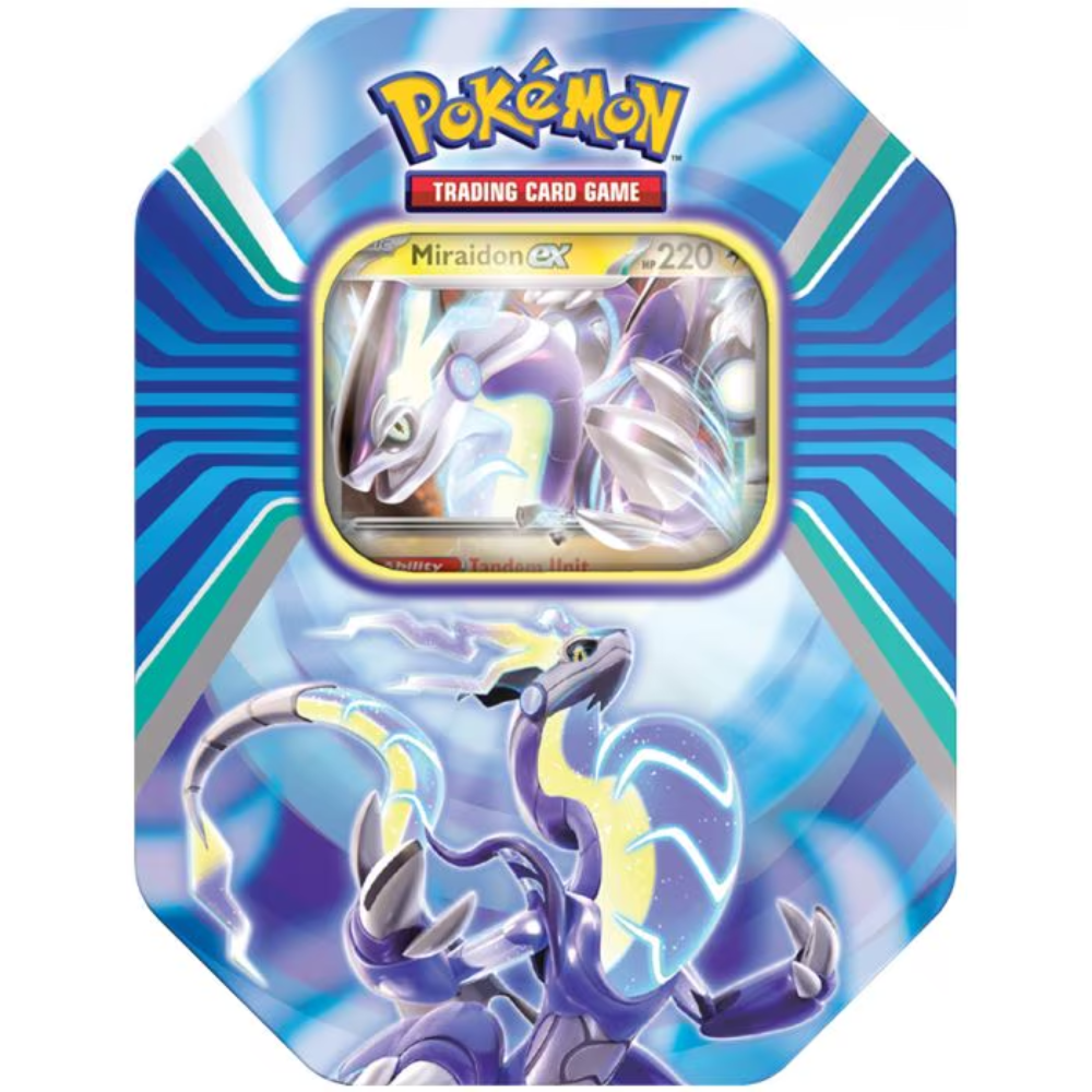 scarlet and violet japanese booster box miraidon Pokemon Scarlet &amp; Violet: Paldea Legends Tin – Miraidon EX (4 Pack
