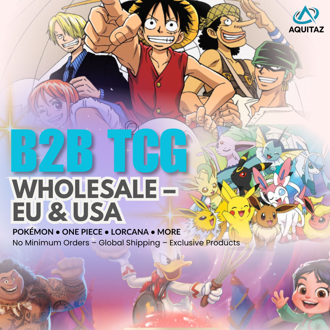 Wholesale Pokémon, One Piece & Lorcana – B2B TCG Supplier for EU & USA | Aquitaz