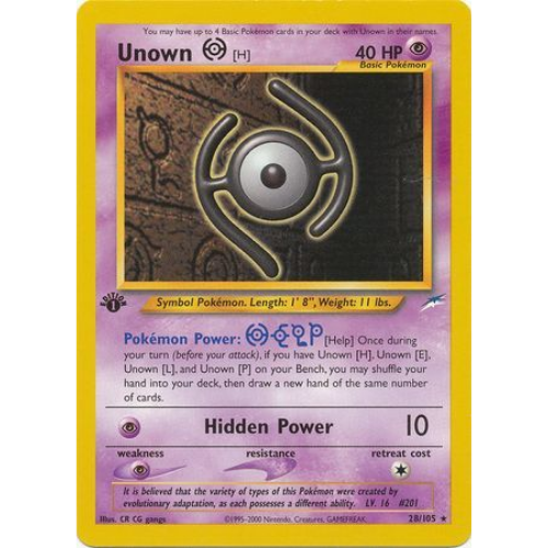 Unown H N4 28/105 Rare
