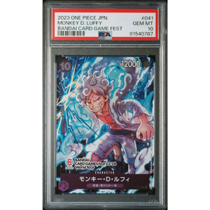 PSA 10 Monkey D. Luffy Nika P-041 Bandai Card Fest Hong Kong Promo - One Piece Kort