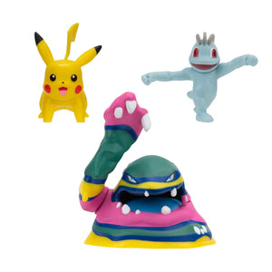 Pokémon Pikachu, Alolan Muk, Machop (3 Pack) Battle Figure  – 5cm