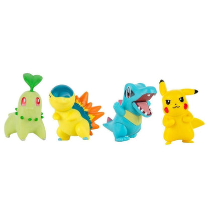 Pokémon Pikachu, Totodile, Chikorita & Cyndaquil (4Pack) Stridsfigurer - 5cm