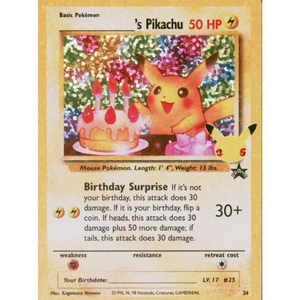 Birthday Pikachu 2021 CLB 24 Holo - Pokémonkort