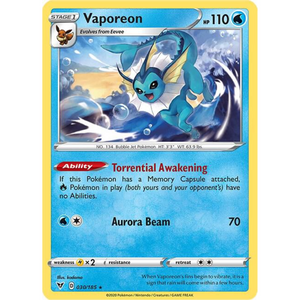 Vaporeon SWSH04 030/185 Holo - Pokémonkort