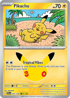 Pikachu 30C 043/128 Holo (ENG)
