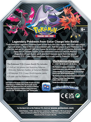 Pokémon Sword & Shield: Crown Zenith Special Art Tin - Galarian Moltres (4 Pack) (ENG)