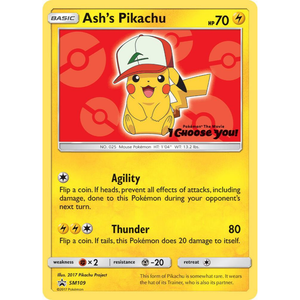 Ash's Pikachu SM109 - Pokémonkort