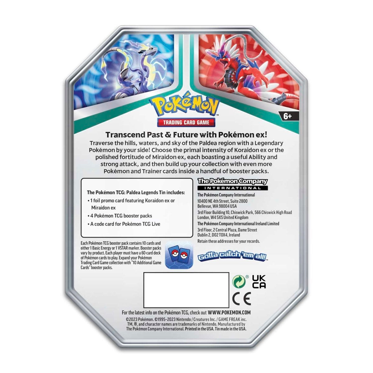 pokémon trading card game paldea legends tins Pokemon Scarlet & Violet: Paldea Legends Tin – Miraidon EX (4 Pack