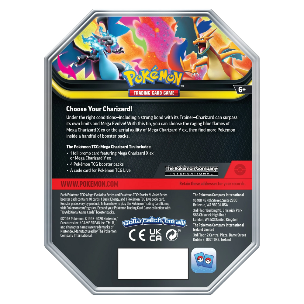 Pokemon Mega Evolution: Phantasmal Flames Mega Charizard Y ex Tin (4 P Pokemon Mega Evolution: Phantasmal Flames Mega Charizard Y ex Tin (4 P