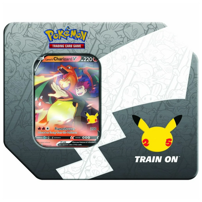 Pokemon Sword &amp; Shield: Celebrations Lance's Charizard V Big Tin (8 Pack) (ENG)