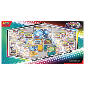 Pokemon Scarlet &amp; Violet: Prismatic Evolutions Lucario ex &amp; Tyranitar ex Premium Collection Box (14 Pack) (ENG)