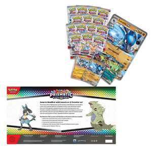 Pokemon Scarlet &amp; Violet: Prismatic Evolutions Lucario ex &amp; Tyranitar ex Premium Collection Box (14 Pack) (ENG)