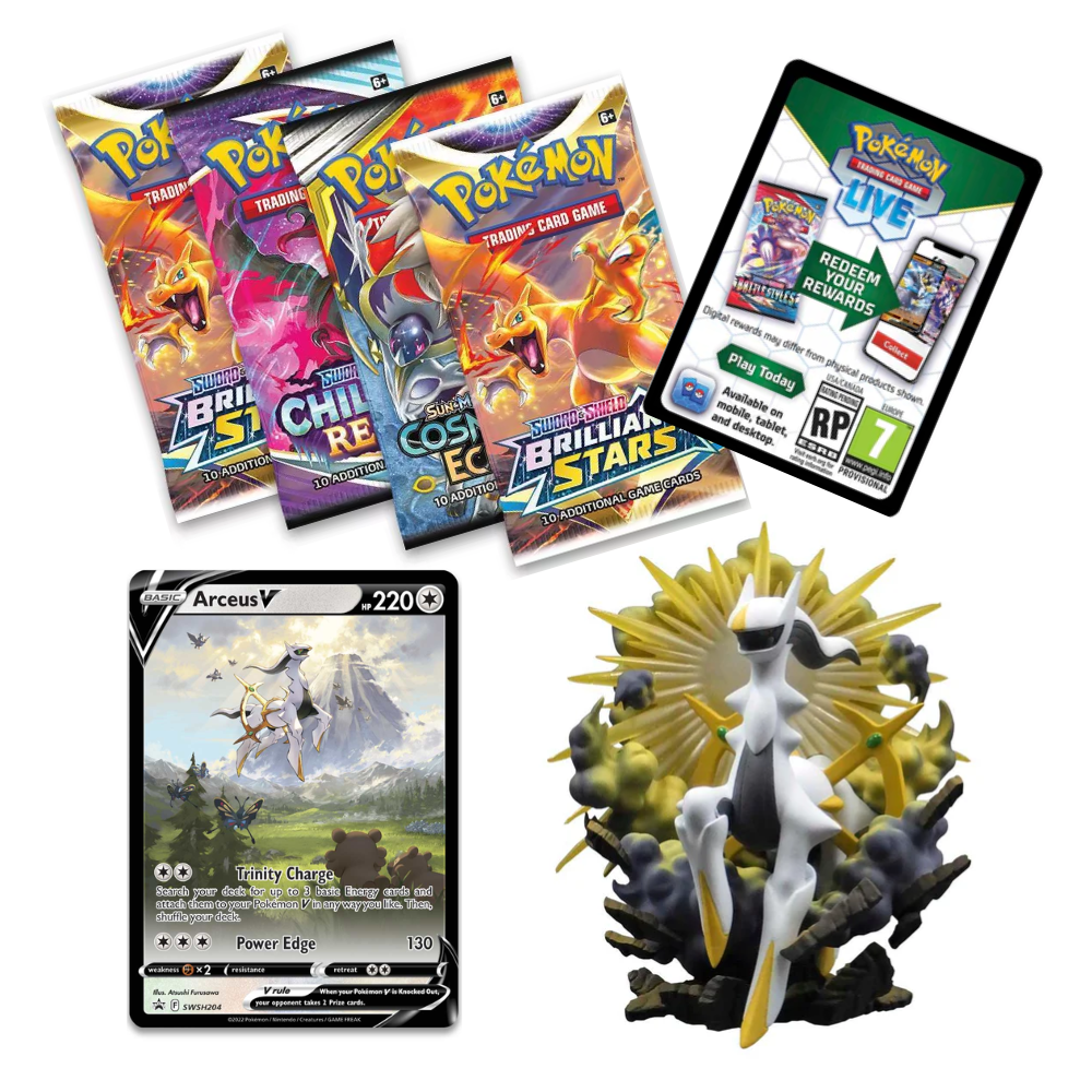 pokemon arceus booster box Pokemon Sword & Shield: Arceus V Figure Collection Box (4 Pack) (E