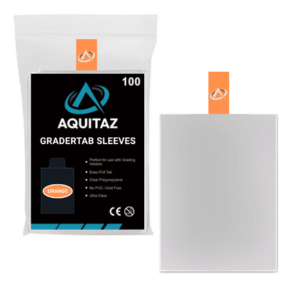 Aquitaz GraderTab – Pull Tab Card Sleeves Orange (100pcs)