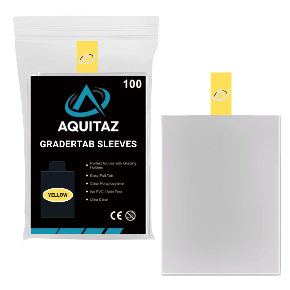 Aquitaz GraderTab Pull Tab Card Sleeves Yellow (100pcs) Aquitaz GraderTab Pull Tab Card Sleeves Yellow (100pcs)
