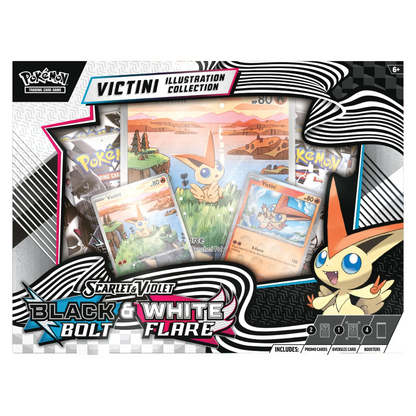 Pokémon Scarlet & Violet: Black Bolt & White Flare – Unova Victini Illustration Collection Box (4 Pack) (ENG)