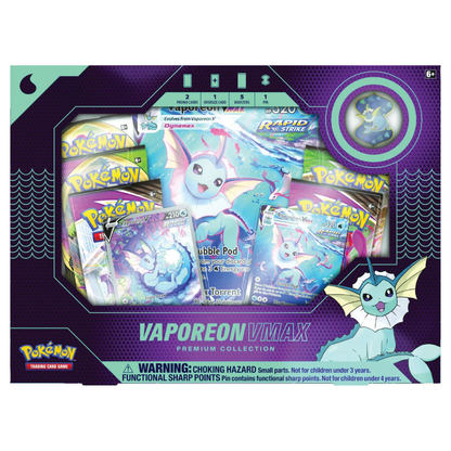 Pokémon Sword &amp; Shield: Vaporeon VMAX Premium Collection Box (6 Pack) (ENG)