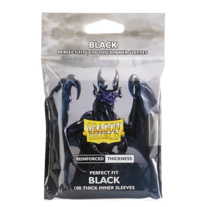 Dragon Shield: Black Standard Size Perfect Fit Thick Inner Sleeves (100 ST)