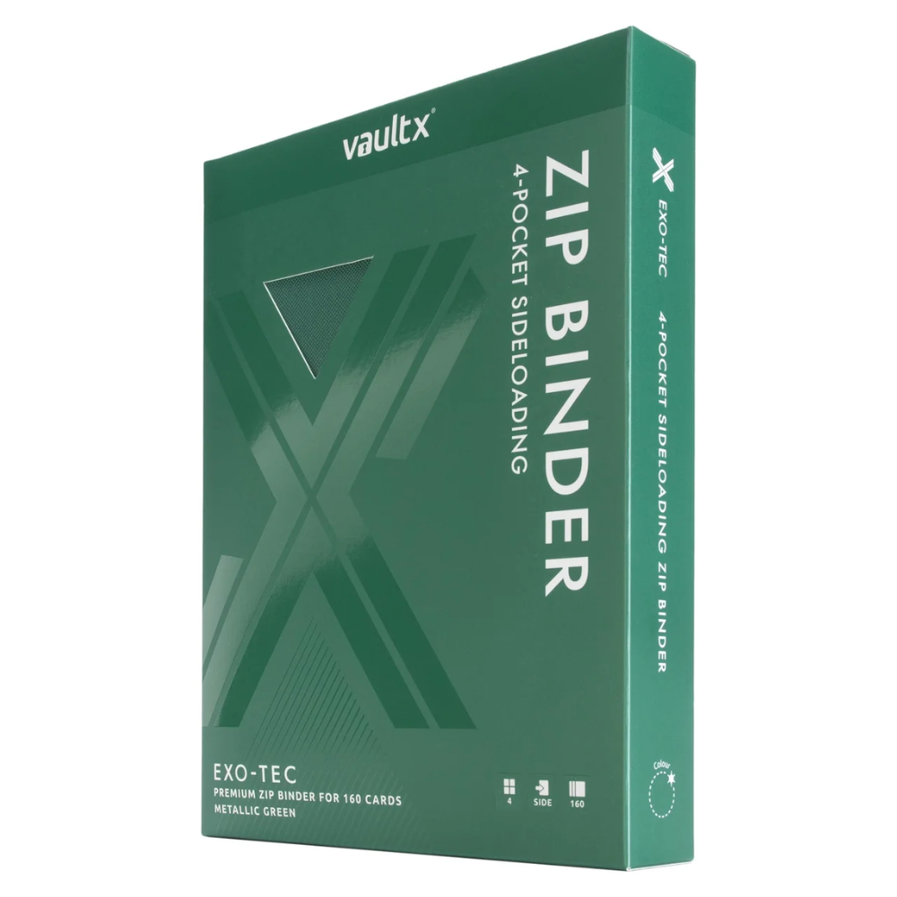 Vault X: EXO-TEC Metallic Zip Binder  4 Pockets (Green) (160 Cards)