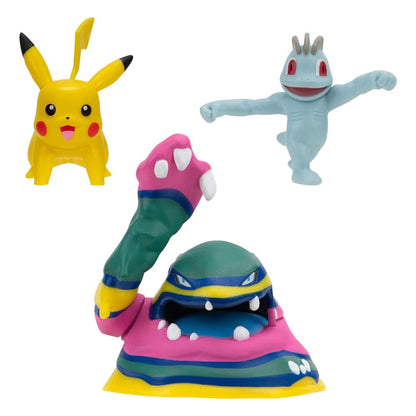 Pokémon Battle Figure 3-Pack Set Machop, Pikachu #1, & Alolan Muk