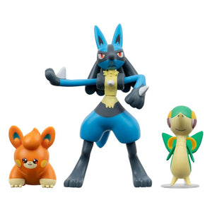 Pokémon 3-Pack Set Snivy, Pawmi, & Lucario 5 cm